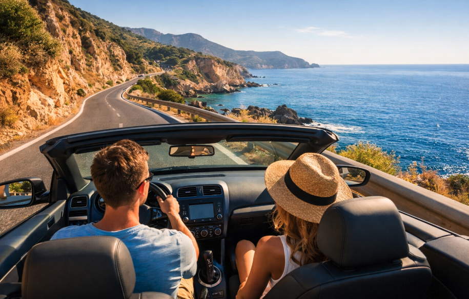 alquilar coche vacaciones carretera costa verano